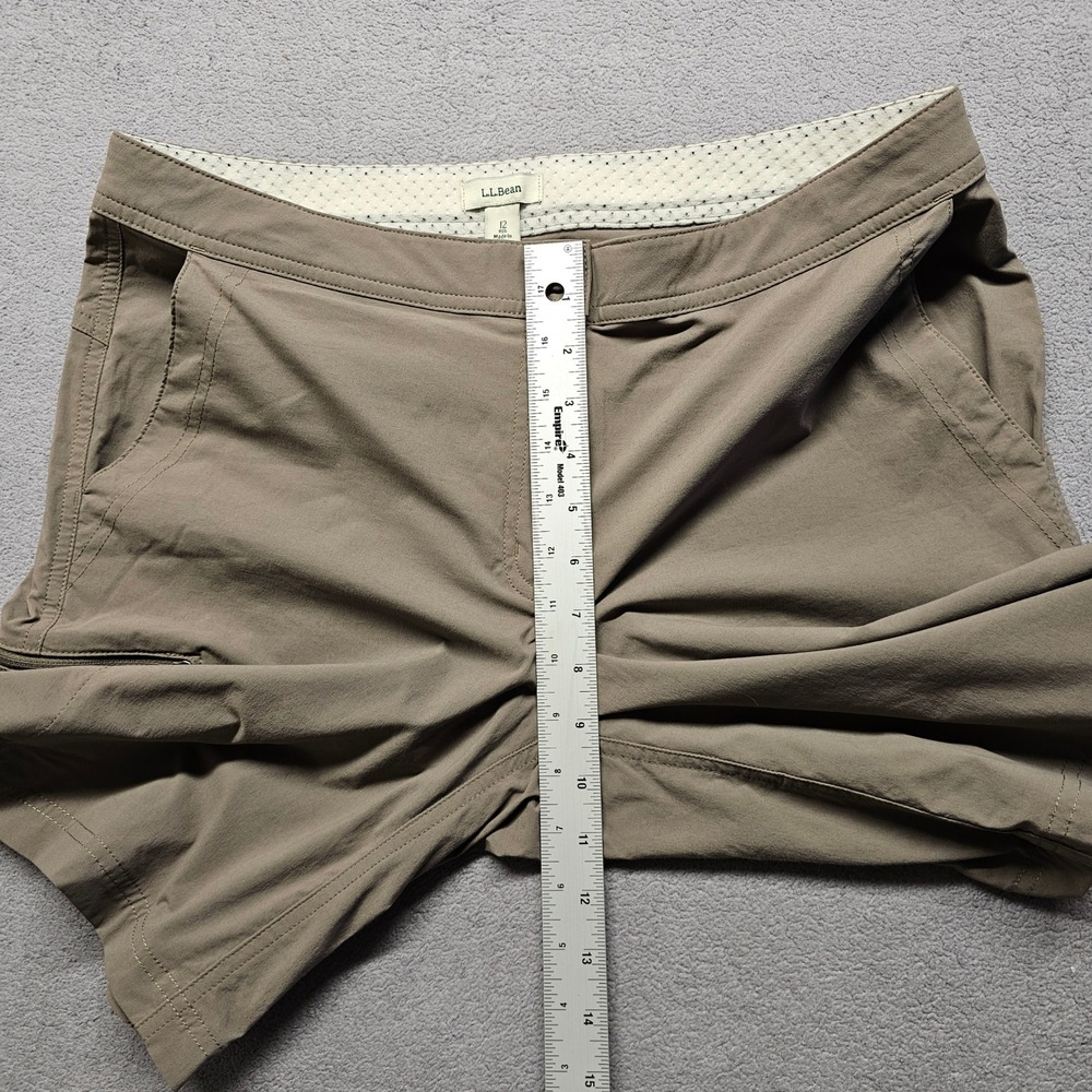 LL Bean Vista Camp Shorts Womens 12R Tan Stretch Cargo Pocket Hiking Outdoor - Picture 5 of 11